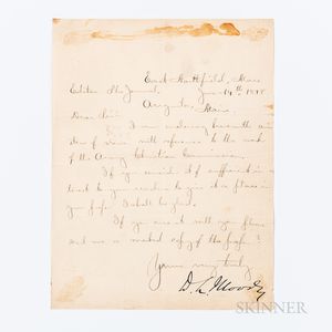 Moody, Dwight Lyman (1837-1899) Letter Signed, East Northfield, Massachusetts, 14 June 1898.