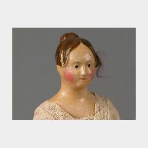 Papier-mache Lady with Brown Molded and Human Hair Wig