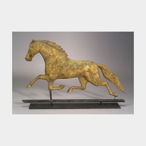 Gilt Copper &#34;Patchen&#34; Running Horse Weathervane