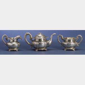 Three Piece Chinese Export Silver Tea Service