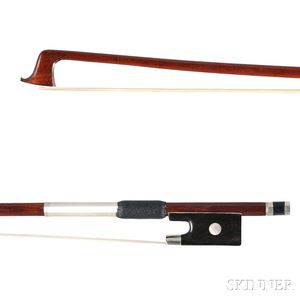 French Nickel-mounted Violin Bow, Probably Charles Louis Bazin, c. 1935