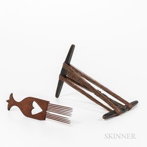 Two Wooden Textile Implements