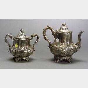 William Gale and Sons Silver Teapot and Large Covered Sugar