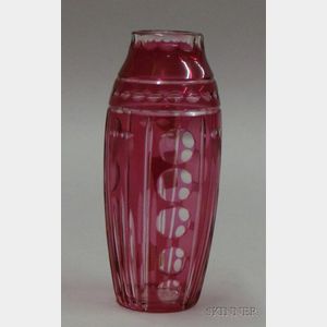 Ruby Overlay and Cut Vase