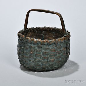 Small Blue-painted Woven Splint Basket