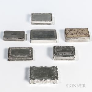Seven Georgian Sterling Silver Snuffboxes