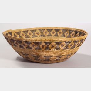 California Polychrome Coiled Basketry Bowl