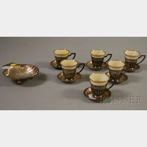 Set of Six Silver Framed Demitasse Cups with Lenox Liners and Other Silver Items