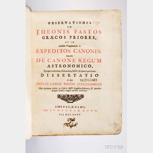 Hagen, Joannes van der, (1665-1739) and Theon of Alexandria (c. AD 335-c. 405) Observationes in Theonis Fastos.