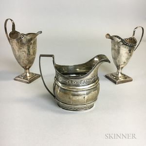 Three English Sterling Silver Creamers