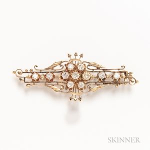 Victorian 14kt Gold and Diamond Brooch