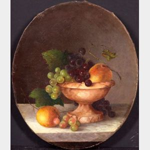 Manner of Severin Roesen (German/American, 1815-1872) Still Life with Fruit in a Marble Compote