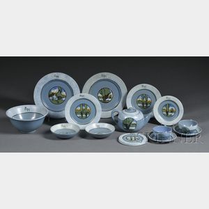 Set of Fourteen Paul Revere Pottery Table Items