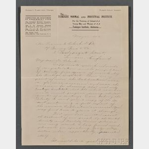 Washington, Booker T. (1856-1915) Secretarial Letter Signed, 4 May 1906.