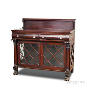 Late Classical Carved Mahogany Glazed Server