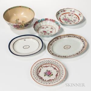 Six Export Porcelain Table Items