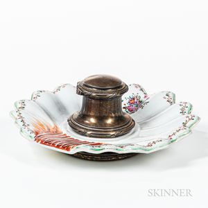 Porcelain and Silver Inkwell