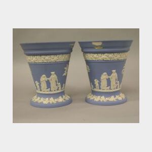Pair of Wedgwood Light Blue Jasperware Bough Pots.