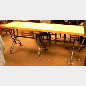 Continental Provincial Laminated Slab-top and Cast Iron Work Table