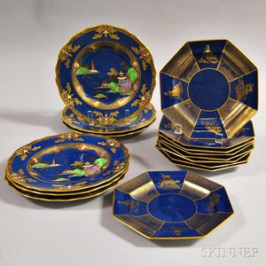 Fifteen Ceramic Cobalt Plates