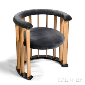 Art Deco-style Upholstered Barrel-back Chair