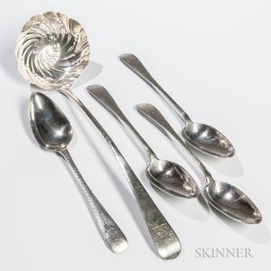 Five Pieces of Irish Provincial Sterling Silver Flatware