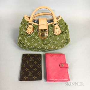 Green Louis Vuitton Handbag and Two Louis Vuitton Accessories
