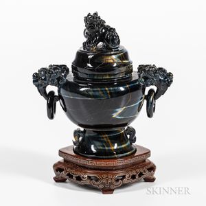 Tiger's-eye Stone Censer and Cover