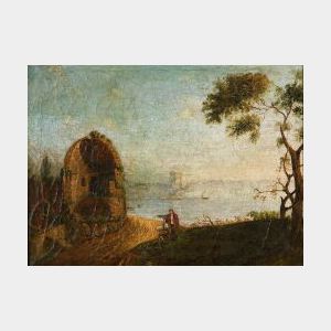 Continental School, 18th/19th Century Lot of Two Views: Figures Studying a Roman Ruin
