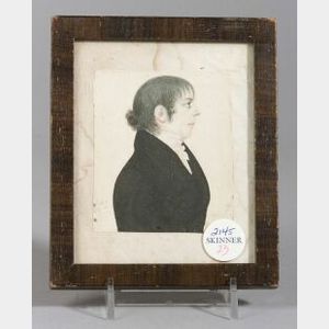 Attributed to Rufus Porter (American, 1792-1884) Miniature Portrait of a Gentleman.