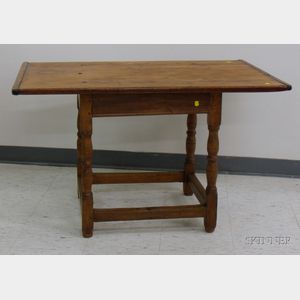 Pine Breadboard-top and Maple Tavern Table with End Drawer
