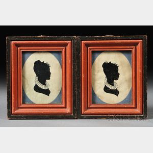 Pair of Framed Silhouettes of Young Ladies