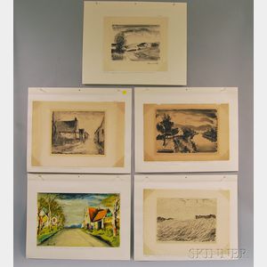 By or After Maurice de Vlaminck (French, 1876-1958) Five Landscape Views: Paysage d'Eté
