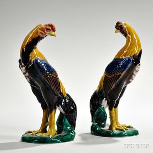 Pair of Ceramic Roosters