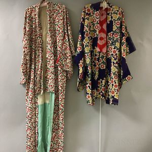 Two Patterned Silk Kimonos