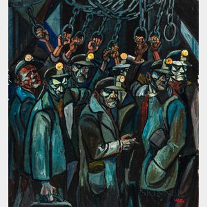William Sharp (American, 1900-1961) Miners Going Underground