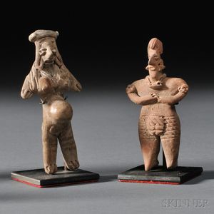 Two Miniature Jalisco Pottery Female Figures