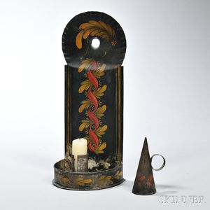 Paint-decorated Tin Sconce