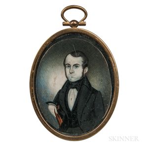 Attributed to Henry Walton (American, 1804-1865) Miniature Portrait of a Gentleman