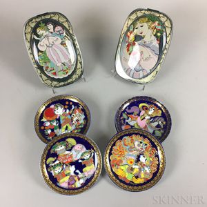 Set of Seven Rosenthal Porcelain "Aladin" Dishes and Two "Nutcracker" Plaques