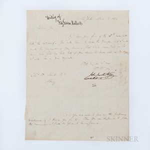 Astor, John Jacob (1763-1848) Letter Signed, New York, New York, 16 April 1834.