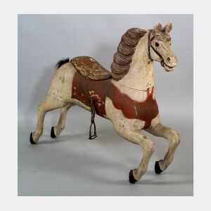Carved and Painted Jumping Wooden Carousel Horse