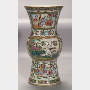 Rose Medallion Ku-form Porcelain Vase
