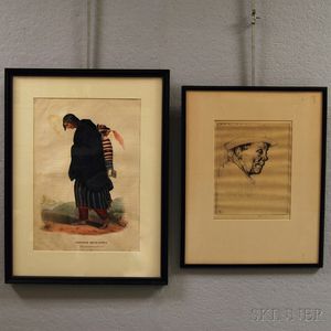 Framed Lithograph "Chippeway" Squaw and Child