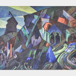 Leighton Cram (American, 1895-1981) Abstract Landscape
