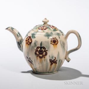 Staffordshire Translucent-glazed Cream-colored Earthenware Teapot and Cover