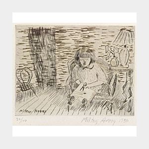 Milton Avery (American, 1893-1965) Child Cutting/A Study of March Avery