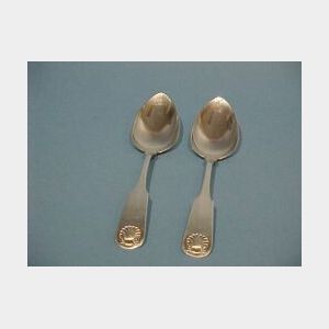 Pair of J. B. Jones Coin Silver Dinner Spoons.