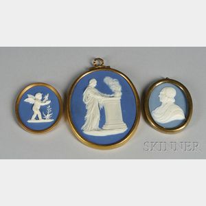 Three Wedgwood and Bentley Blue Jasper Medallions