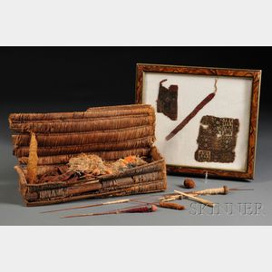 Peruvian Pre-Columbian Basketry Weaving Kit and Contents